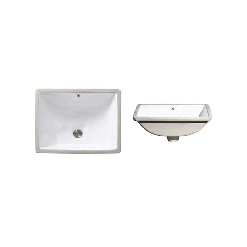 Modern Oval Undermount Porcelain Sink with Pop-Up Drain White Ceramic Bathroom Basin
