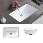 Modern Oval Undermount Porcelain Sink with Pop-Up Drain White Ceramic Bathroom Basin