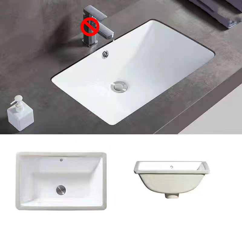 Modern Oval Undermount Porcelain Sink with Pop-Up Drain White Ceramic Bathroom Basin