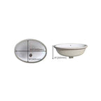Modern Oval Undermount Porcelain Sink with Pop-Up Drain White Ceramic Bathroom Basin