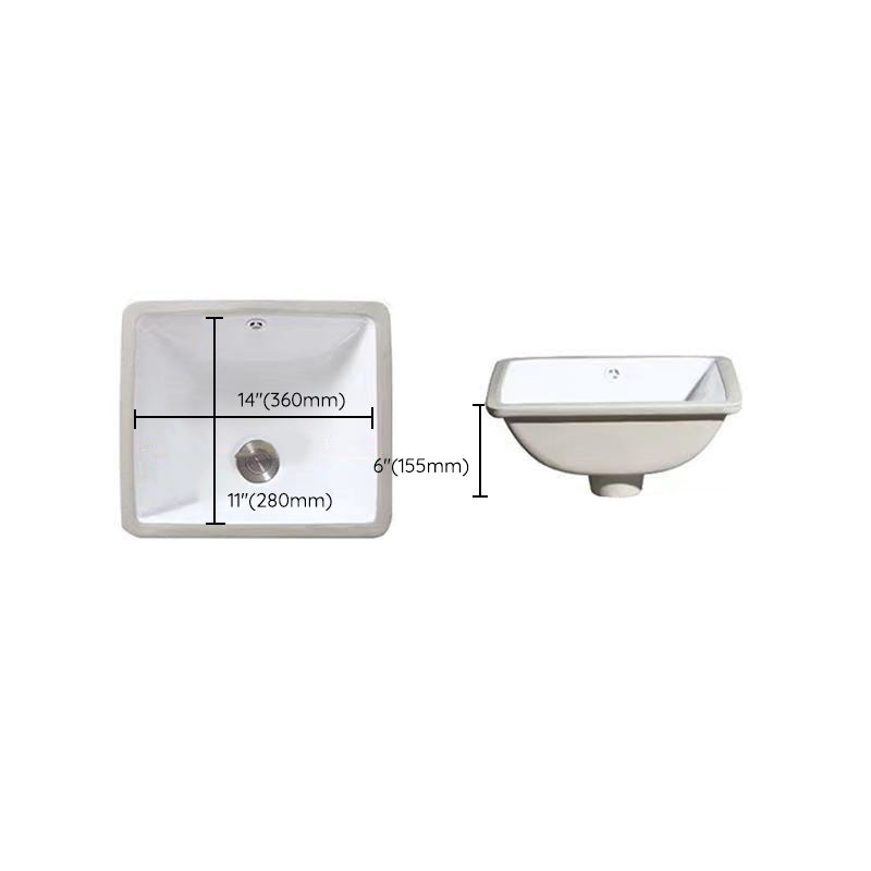 Modern Oval Undermount Porcelain Sink with Pop-Up Drain White Ceramic Bathroom Basin
