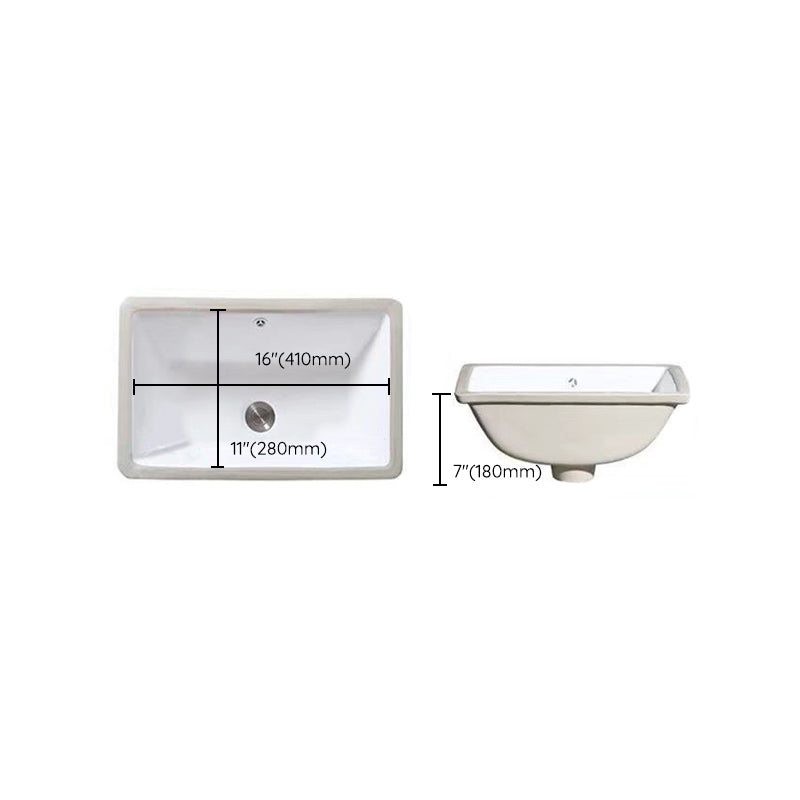 Modern Oval Undermount Porcelain Sink with Pop-Up Drain White Ceramic Bathroom Basin