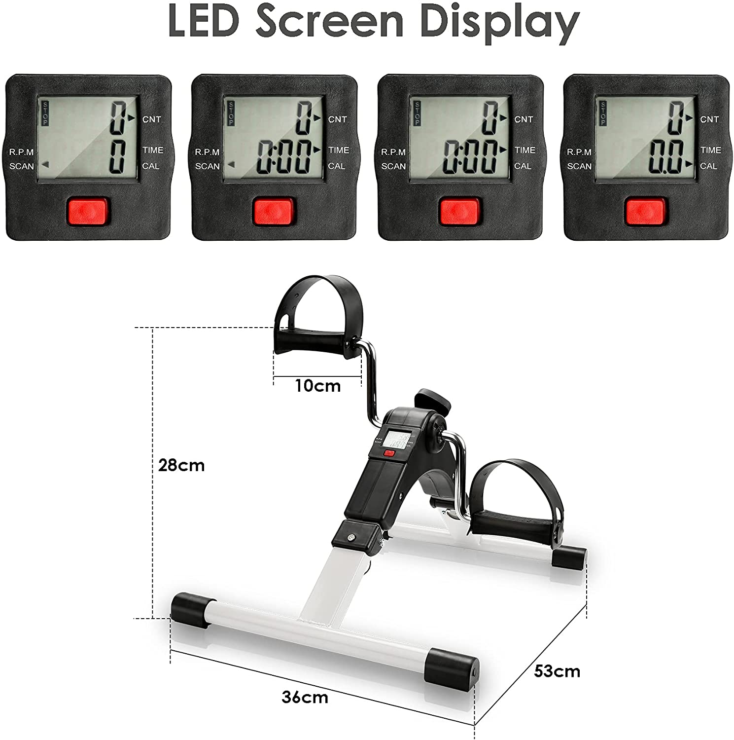 Mini Home Trainer Fitness Bike with LCD Display Foldable Pedal Exerciser with Adjustable Resistance
