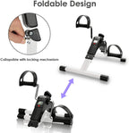 Mini Home Trainer Fitness Bike with LCD Display Foldable Pedal Exerciser with Adjustable Resistance