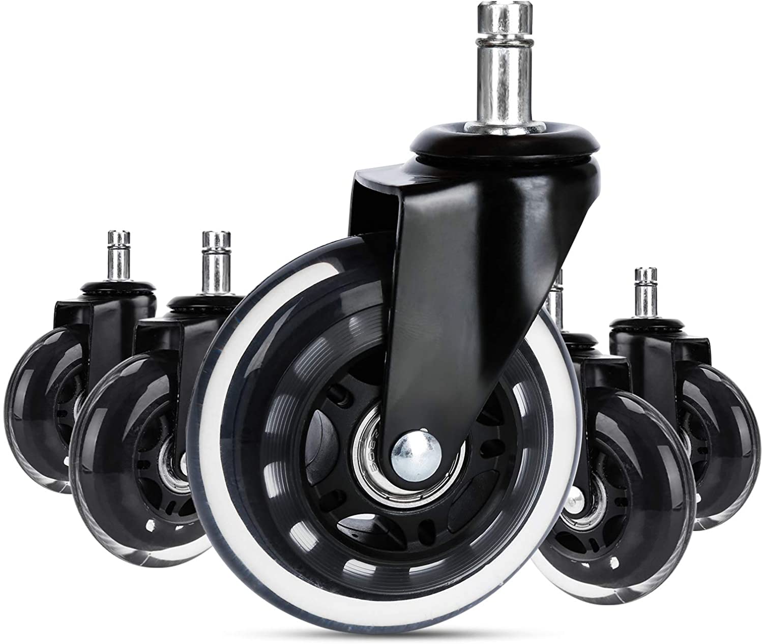5-Pack Office Chair Wheels 10mm x 22mm Polyurethane Floor Protectors Silent Smooth Rollers
