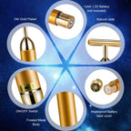 Facial T-Bar Gold Massager Vibrating Skin Roller for Face and Neck with Geranium Plated Metal