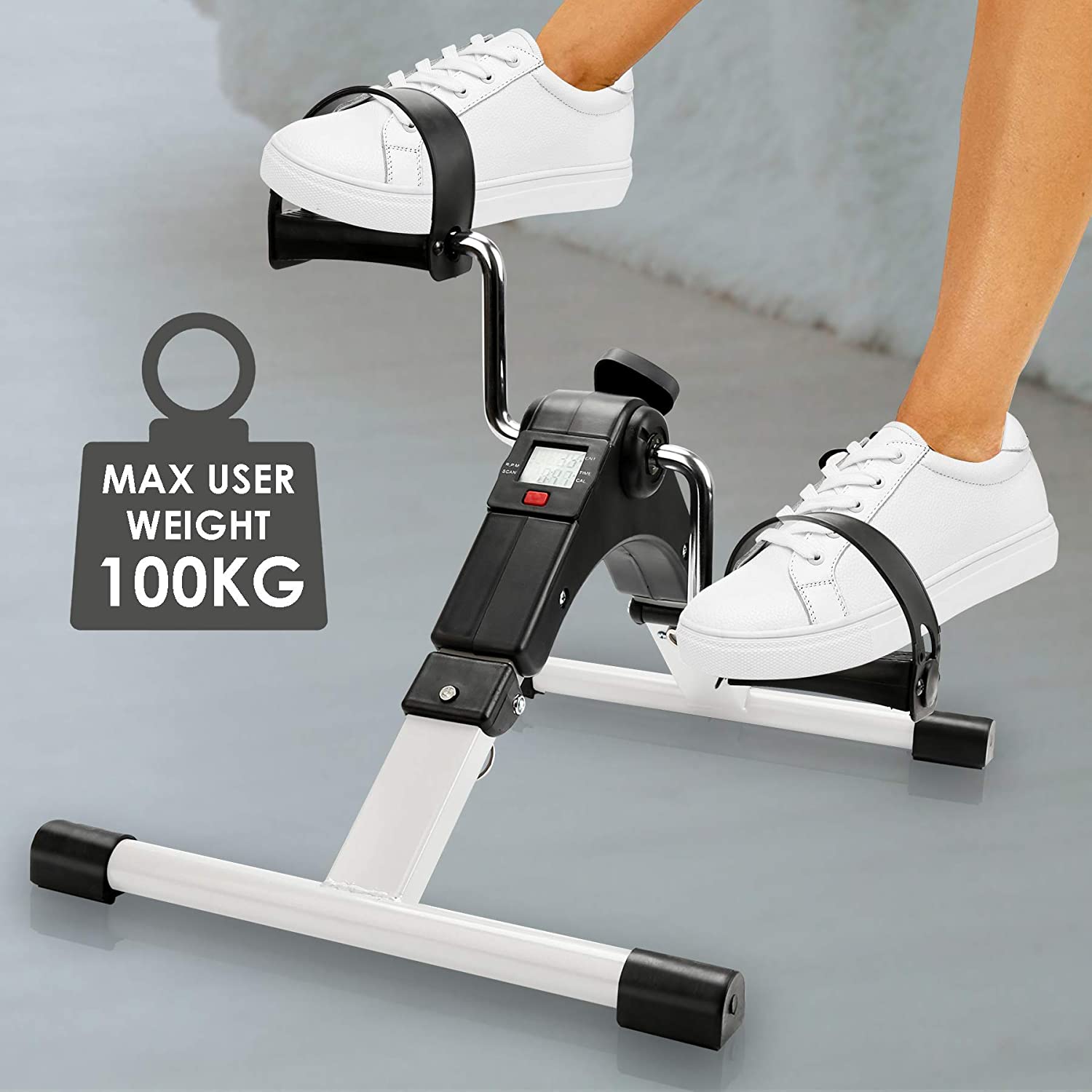 Mini Home Trainer Fitness Bike with LCD Display Foldable Pedal Exerciser with Adjustable Resistance