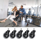 5-Pack Office Chair Wheels 10mm x 22mm Polyurethane Floor Protectors Silent Smooth Rollers