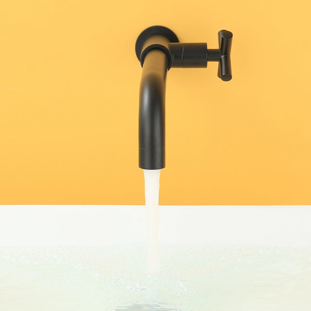 Wall-Mounted Bathroom Sink Faucet Copper Low Arc Cross Handle Single Hole