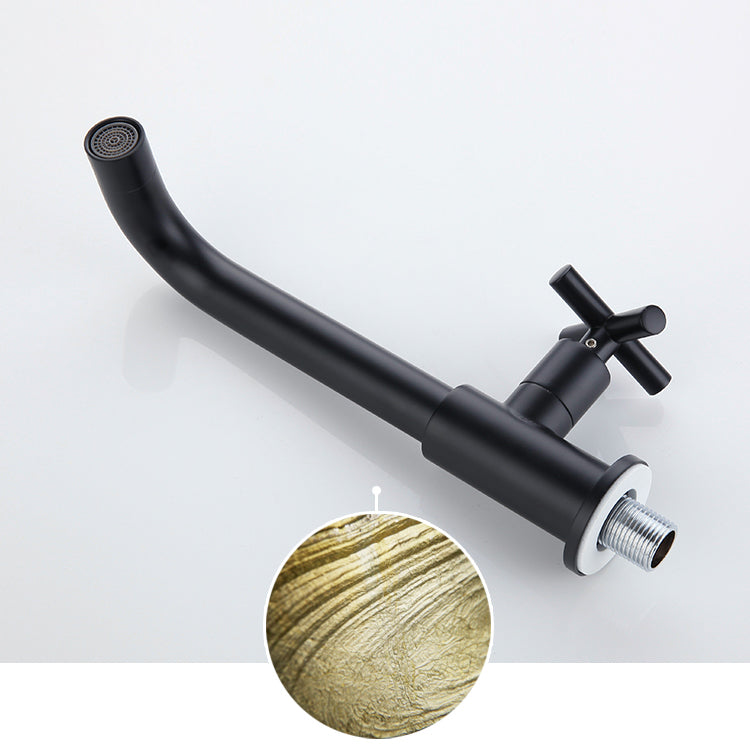 Wall-Mounted Bathroom Sink Faucet Copper Low Arc Cross Handle Single Hole
