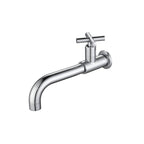Wall-Mounted Bathroom Sink Faucet Copper Low Arc Cross Handle Single Hole