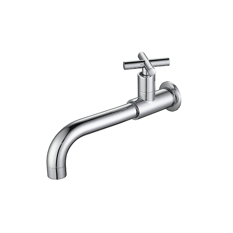 Wall-Mounted Bathroom Sink Faucet Copper Low Arc Cross Handle Single Hole