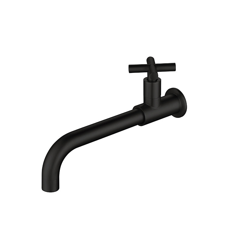 Wall-Mounted Bathroom Sink Faucet Copper Low Arc Cross Handle Single Hole
