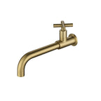 Wall-Mounted Bathroom Sink Faucet Copper Low Arc Cross Handle Single Hole