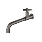 Wall-Mounted Bathroom Sink Faucet Copper Low Arc Cross Handle Single Hole