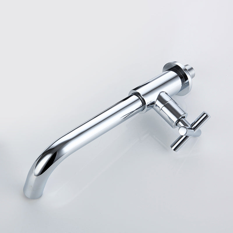 Wall-Mounted Bathroom Sink Faucet Copper Low Arc Cross Handle Single Hole