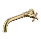 Wall-Mounted Bathroom Sink Faucet Copper Low Arc Cross Handle Single Hole
