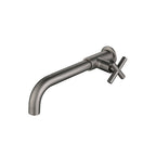 Wall-Mounted Bathroom Sink Faucet Copper Low Arc Cross Handle Single Hole