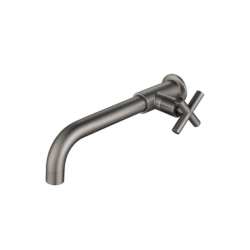 Wall-Mounted Bathroom Sink Faucet Copper Low Arc Cross Handle Single Hole