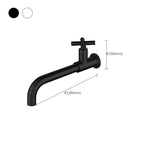 Wall-Mounted Bathroom Sink Faucet Copper Low Arc Cross Handle Single Hole