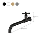 Wall-Mounted Bathroom Sink Faucet Copper Low Arc Cross Handle Single Hole