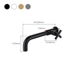 Wall-Mounted Bathroom Sink Faucet Copper Low Arc Cross Handle Single Hole