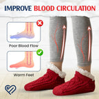 Fleece-Lined Thermal Slipper Socks Non-Slip Grips Warm Cozy Indoor Socks Acrylic Polyester