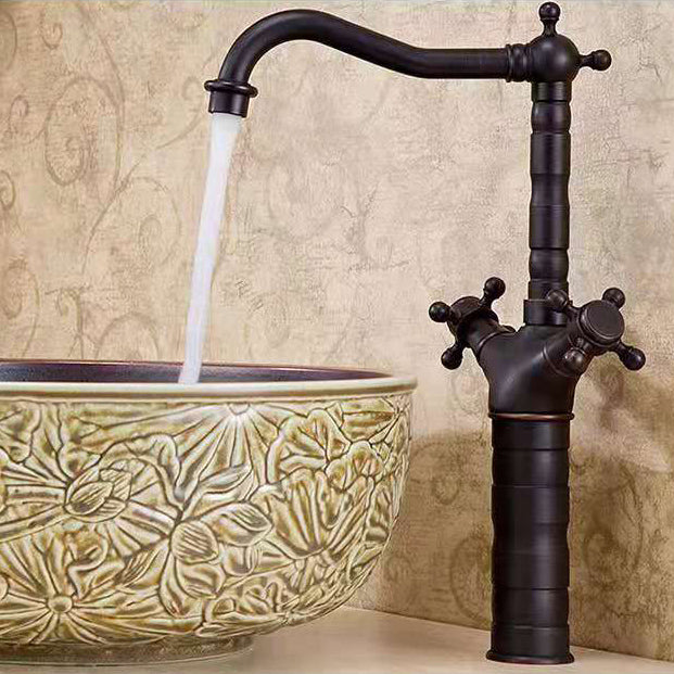 Industrial Widespread Bathtub Faucet with Cross Lever Handles Black Bronze Copper