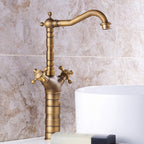 Industrial Widespread Bathtub Faucet with Cross Lever Handles Black Bronze Copper