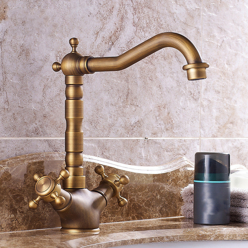 Industrial Widespread Bathtub Faucet with Cross Lever Handles Black Bronze Copper