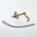 Industrial Widespread Bathtub Faucet with Cross Lever Handles Black Bronze Copper
