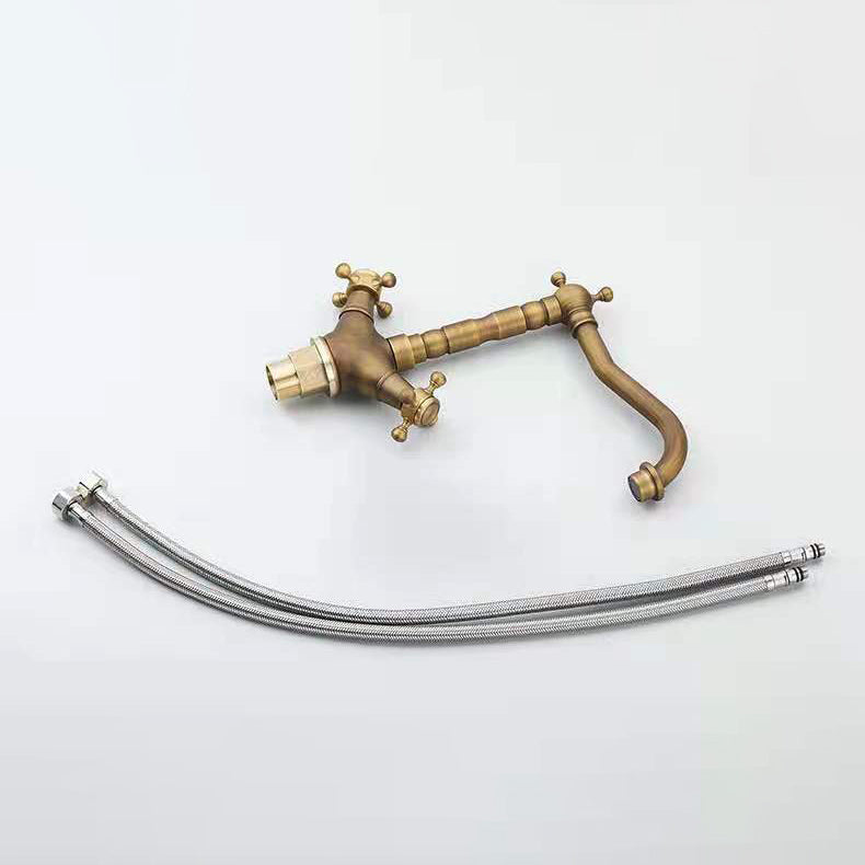 Industrial Widespread Bathtub Faucet with Cross Lever Handles Black Bronze Copper