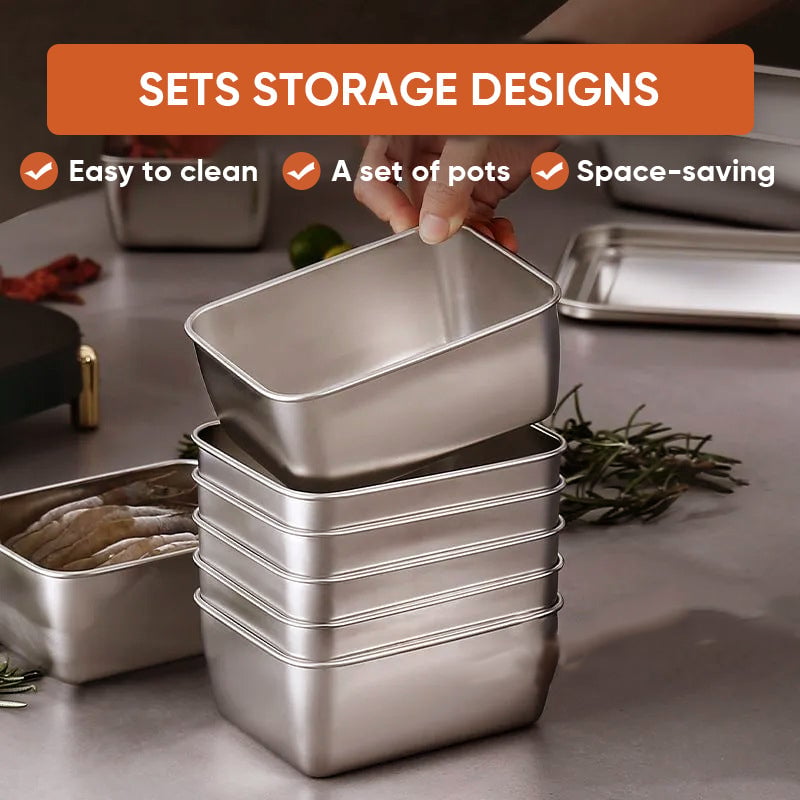 Stainless Steel Food Storage Containers Set 3/6 Pcs Durable Reusable Eco-Friendly Dishwasher Safe