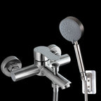 Wall-Mounted Stainless Steel Bathtub Filler with Handheld Shower Chrome Finish Single Lever Control