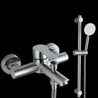 Wall-Mounted Stainless Steel Bathtub Filler with Handheld Shower Chrome Finish Single Lever Control