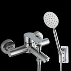Wall-Mounted Stainless Steel Bathtub Filler with Handheld Shower Chrome Finish Single Lever Control