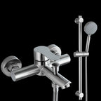 Wall-Mounted Stainless Steel Bathtub Filler with Handheld Shower Chrome Finish Single Lever Control