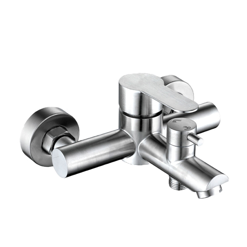 Wall-Mounted Stainless Steel Bathtub Filler with Handheld Shower Chrome Finish Single Lever Control