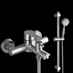 Wall-Mounted Stainless Steel Bathtub Filler with Handheld Shower Chrome Finish Single Lever Control