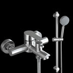 Wall-Mounted Stainless Steel Bathtub Filler with Handheld Shower Chrome Finish Single Lever Control
