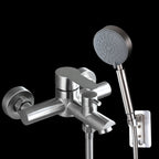 Wall-Mounted Stainless Steel Bathtub Filler with Handheld Shower Chrome Finish Single Lever Control
