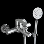 Wall-Mounted Stainless Steel Bathtub Filler with Handheld Shower Chrome Finish Single Lever Control