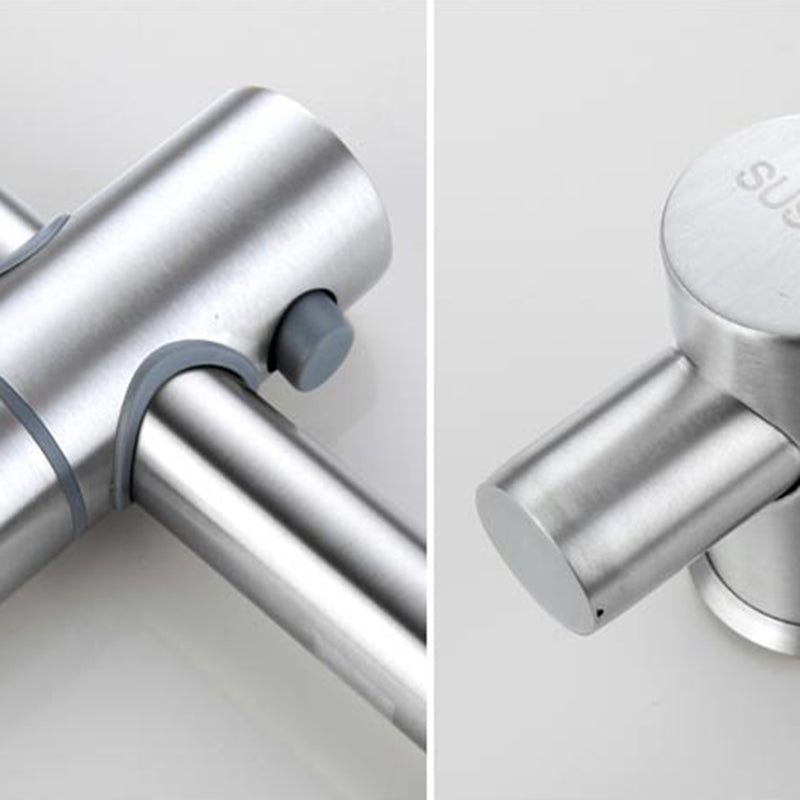 Wall-Mounted Stainless Steel Bathtub Filler with Handheld Shower Chrome Finish Single Lever Control
