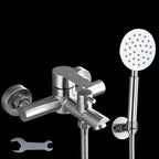 Wall-Mounted Stainless Steel Bathtub Filler with Handheld Shower Chrome Finish Single Lever Control