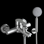 Wall-Mounted Stainless Steel Bathtub Filler with Handheld Shower Chrome Finish Single Lever Control
