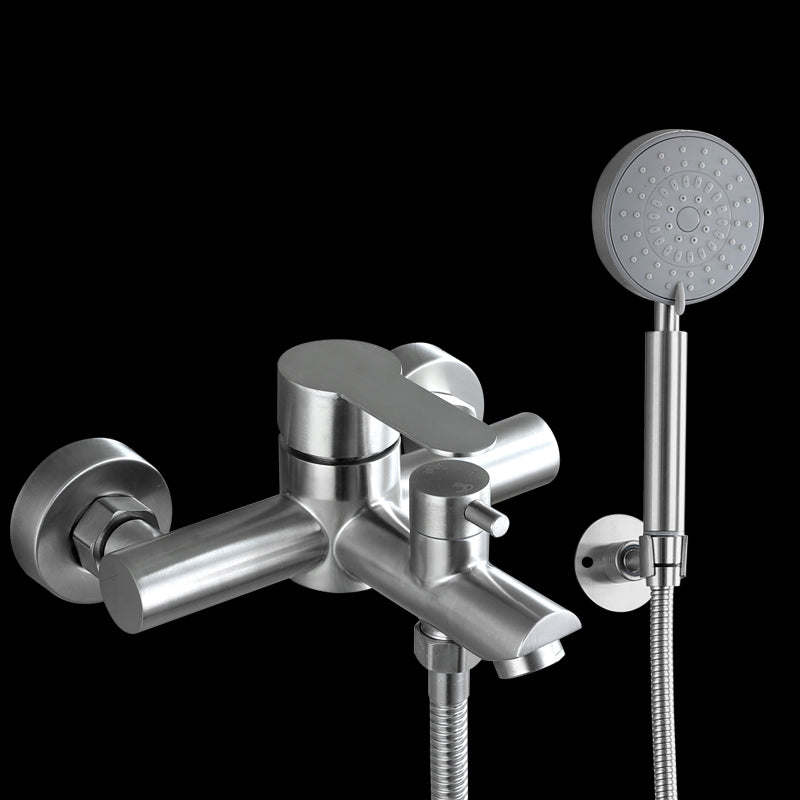 Wall-Mounted Stainless Steel Bathtub Filler with Handheld Shower Chrome Finish Single Lever Control