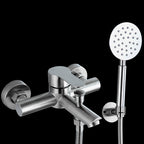 Wall-Mounted Stainless Steel Bathtub Filler with Handheld Shower Chrome Finish Single Lever Control