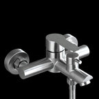 Wall-Mounted Stainless Steel Bathtub Filler with Handheld Shower Chrome Finish Single Lever Control