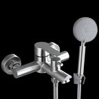 Wall-Mounted Stainless Steel Bathtub Filler with Handheld Shower Chrome Finish Single Lever Control