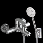 Wall-Mounted Stainless Steel Bathtub Filler with Handheld Shower Chrome Finish Single Lever Control